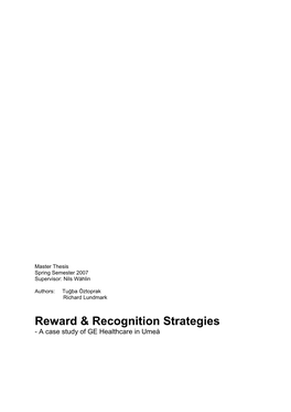 Reward & Recognition Strategies