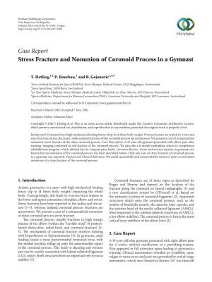 Stress Fracture and Nonunion of Coronoid Process in a Gymnast