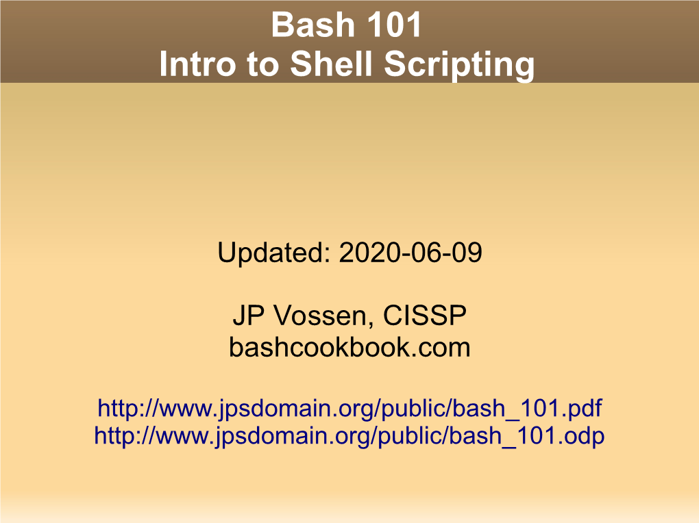 Bash 101: Intro to Shell Scripting