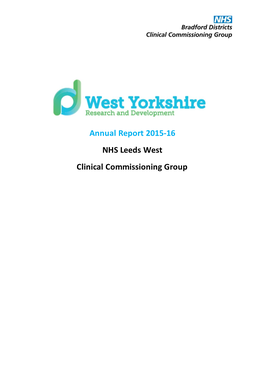 Annual Report 2015-16 NHS Leeds West Clinical Commissioning Group