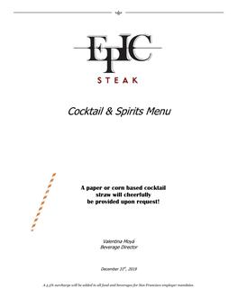 Cocktail & Spirits Menu