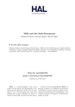 Milk and the Indo-Europeans Romain Garnier, Laurent Sagart, Benoît Sagot