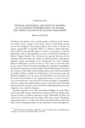 Natural Knowledge and Textual Meaning in Augustine’S Interpretation of Genesis: the Three Functions of Natural Philosophy