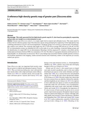 A Reference High-Density Genetic Map of Greater Yam (Dioscorea Alata