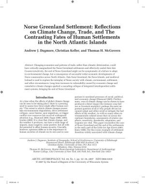 Norse Greenland Settlement: Reflections on Climate Change