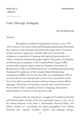 Articles: Unity Through Ambiguity
