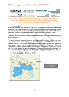 Transport and Wellbeing Engagement with the Community” (Focus: Mattersey Thorpe and Tuxford)