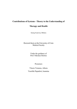 Contributions of Systems - Theory to the Understanding Of