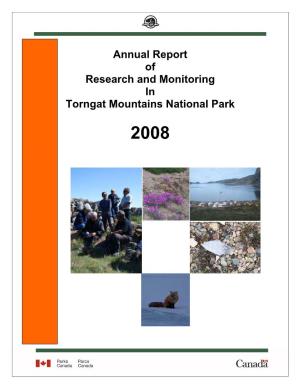 2008 Annual Report of Research and Monitoring in Torngat Mountains National Park
