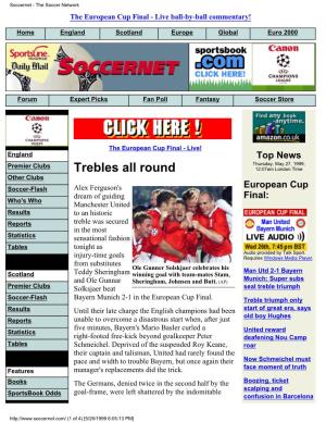Soccernet - the Soccer Network the European Cup Final - Live Ball-By-Ball Commentary!
