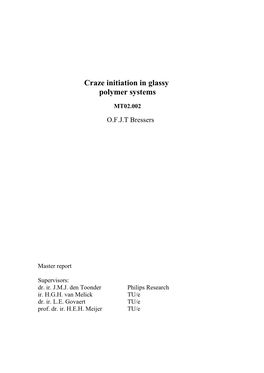 Craze Initiation in Glassy Polymer Systems