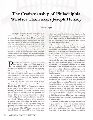 The Craftsmanship of Philadelphia Windsor Chairmaker Joseph Henzey