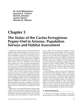 Ecology and Conservation of the Cactus Ferruginous Pygmy-Owl in Arizona