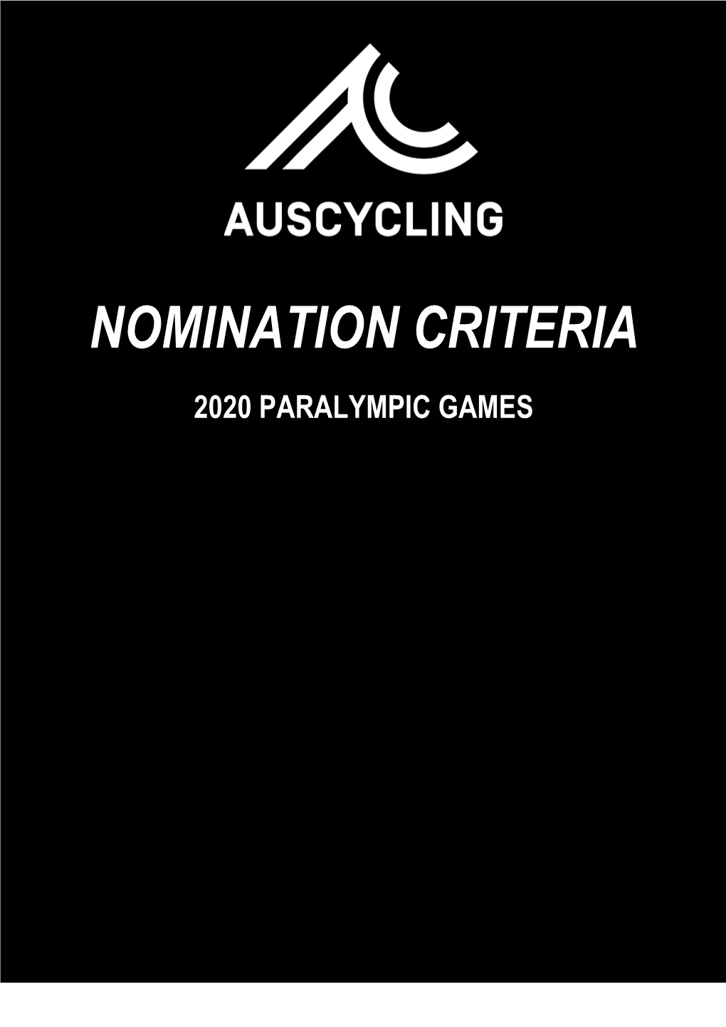 Para-Cycling Nomination Criteria