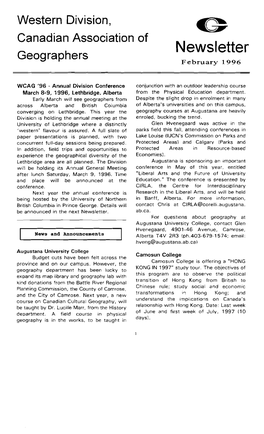 Newsletter Geographers February 1996