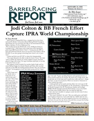 Jodi Colton & BB French Effort Capture IPRA World Championship