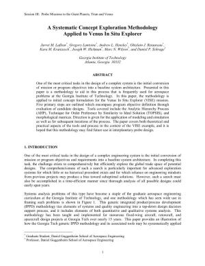 A Systematic Concept Exploration Methodology Applied to Venus in Situ Explorer
