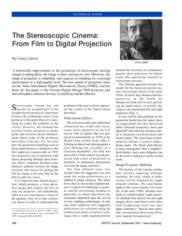 The Stereoscopic Cinema: from Film to Digital Projection