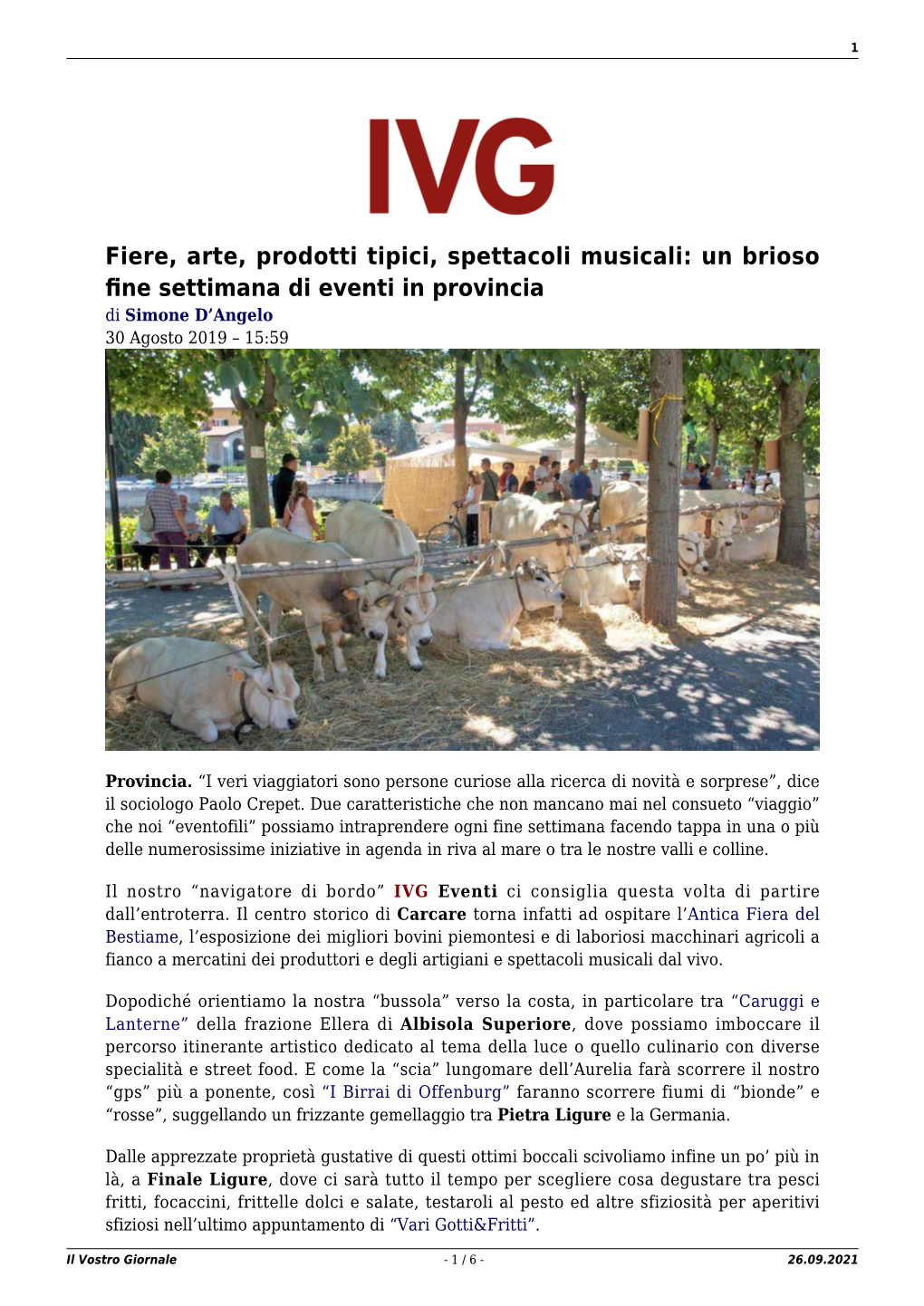 Il Vostro Giornale - 1 / 6 - 26.09.2021 2