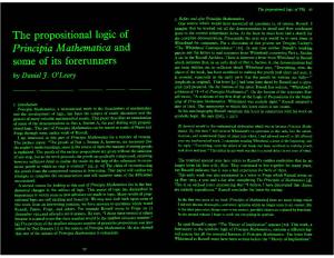 The Propositional Logic of Principia Mathematica and Some of Its