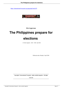 The Philippines Prepare for Elections