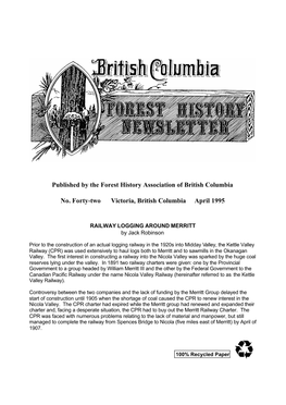 Published by the Forest History Association of British Columbia No