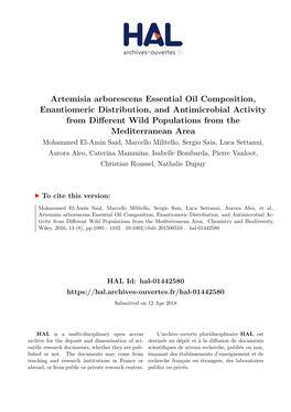 Artemisia Arborescens Essential Oil Composition, Enantiomeric