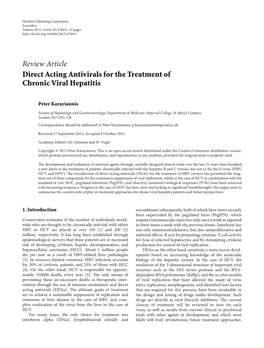 Direct Acting Antivirals for the Treatment of Chronic Viral Hepatitis