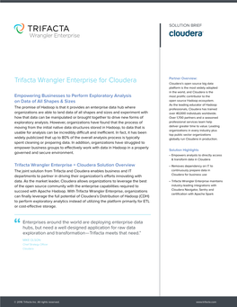 Trifacta Wrangler Enterprise for Cloudera