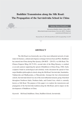 Buddhist Transmission Along the Silk Road: the Propagation of the Sarvāstivāda School in China