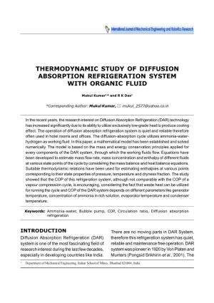 Thermodynamic Study of Diffusion Absorption Refrigeration System with Organic Fluid
