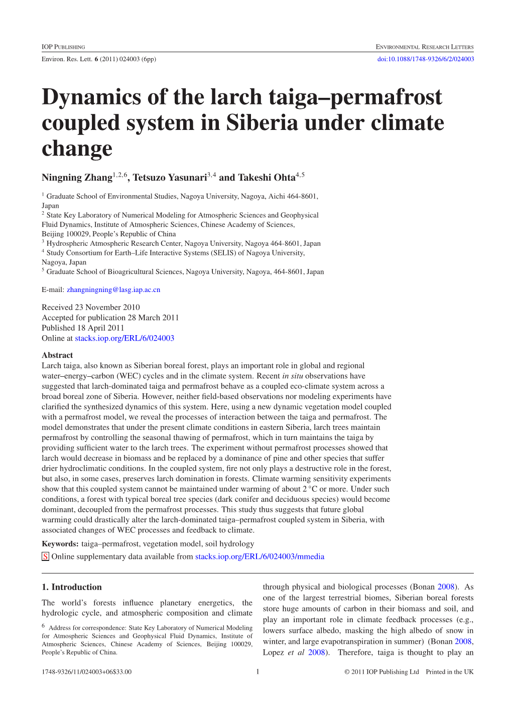 Permafrost Coupled System in Siberia Under Climate Change