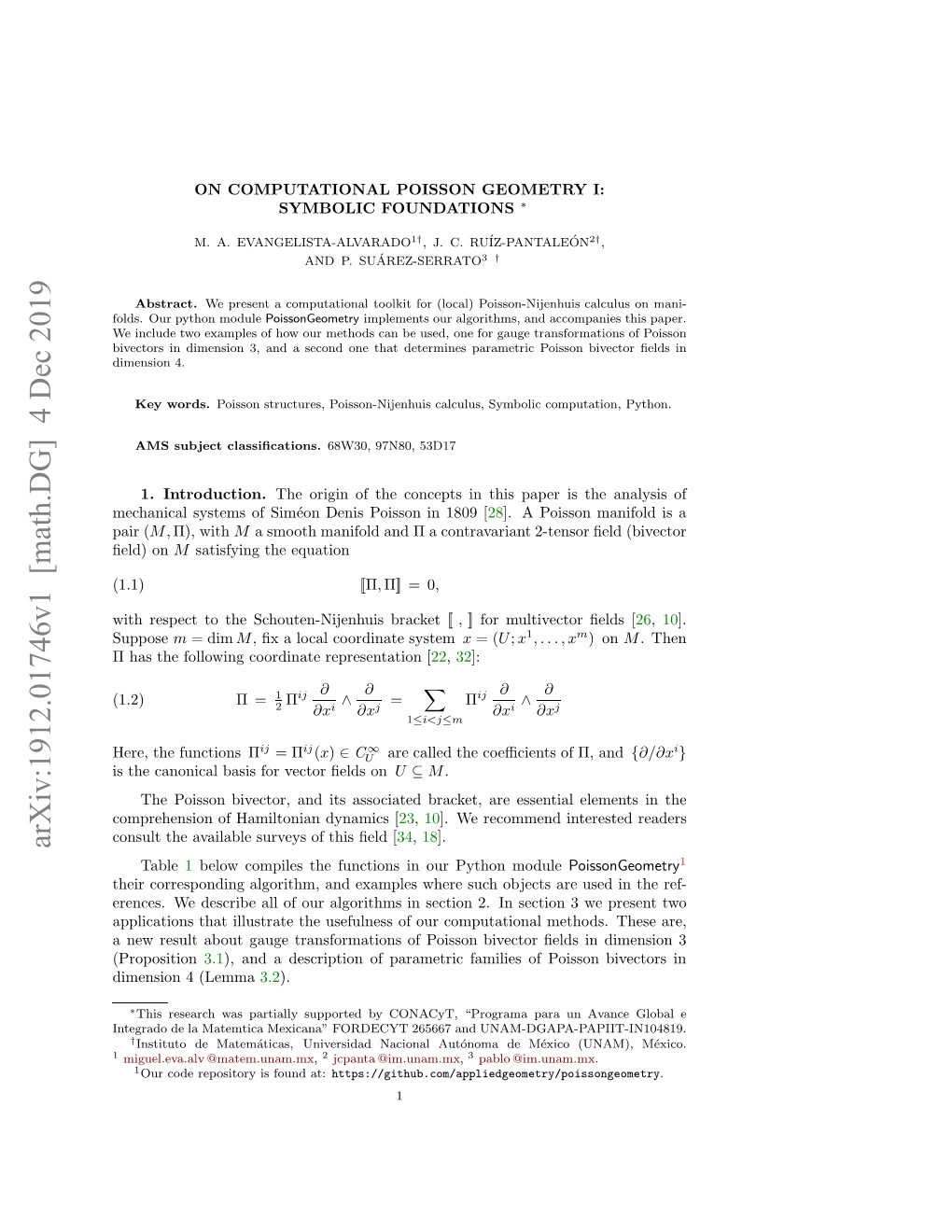 On Computational Poisson Geometry I: Symbolic Foundations