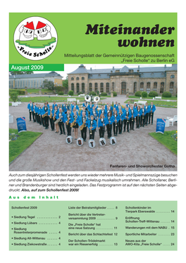 Miteinander Wohnen Mitteilungsblatt Der Gemeinnützigen Baugenossenschaft „Freie Scholle“ Zu Berlin Eg August 2009
