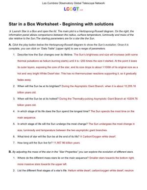 Star in a Box Worksheet - Beginning with Solutions