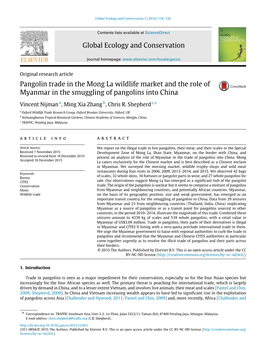 Pangolin Trade in the Mong La Wildlife Market and the Role of Myanmar in the Smuggling of Pangolins Into China