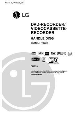 Dvd-Recorder/ Videocassette- Recorder Handleiding Model : Rc278