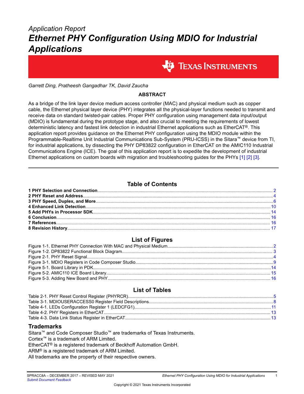 Ethernet PHY Configuration Using MDIO for Industrial Applications (Rev. A)