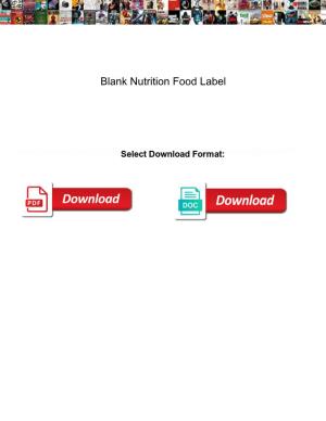 Blank Nutrition Food Label