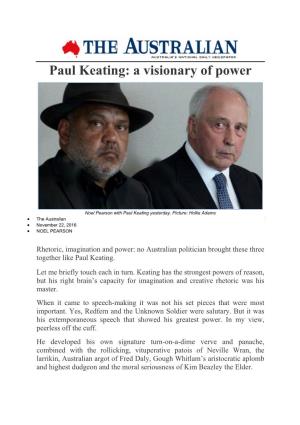 Paul Keating: a Visionary of Power