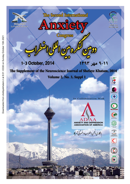 Abstract Book of the Second International Anxiety Congress 1-3 October, 2014, Tehran, Iran
