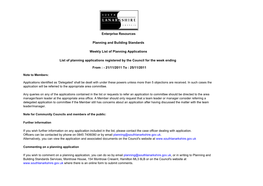 25/11/2011 Enterprise Resources Planning and Building Standards Weekly List of Planning Applications Li