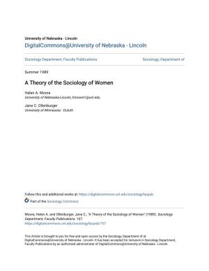 A Theory of the Sociology of Women