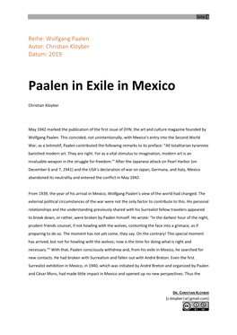 Paalen in Exile in Mexico