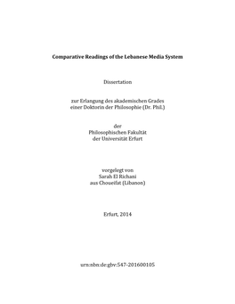 Comparative Readings of the Lebanese Media System