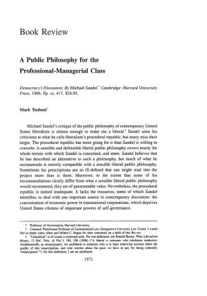 A Public Philosophy for the Professional-Managerial Class