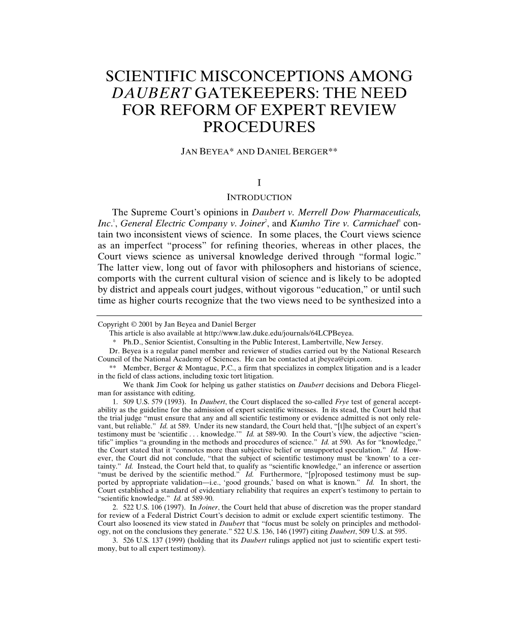 Scientific Misconceptions Among Daubert Gatekeepers: the Need for Reform of Expert Review Procedures