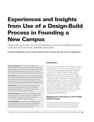 Experiences and Insights from Use of a Design-Build Process in Founding a New Campus