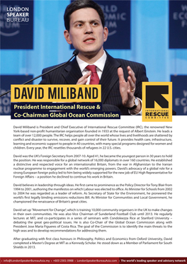 David Miliband President International Rescue & Co-Chairman Global Ocean Commission