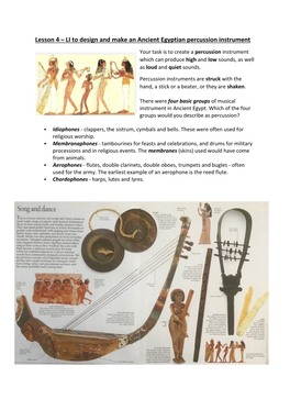 LI to Design and Make an Ancient Egyptian Percussion Instrument